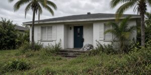 Vacant Florida home with an overgrown yard